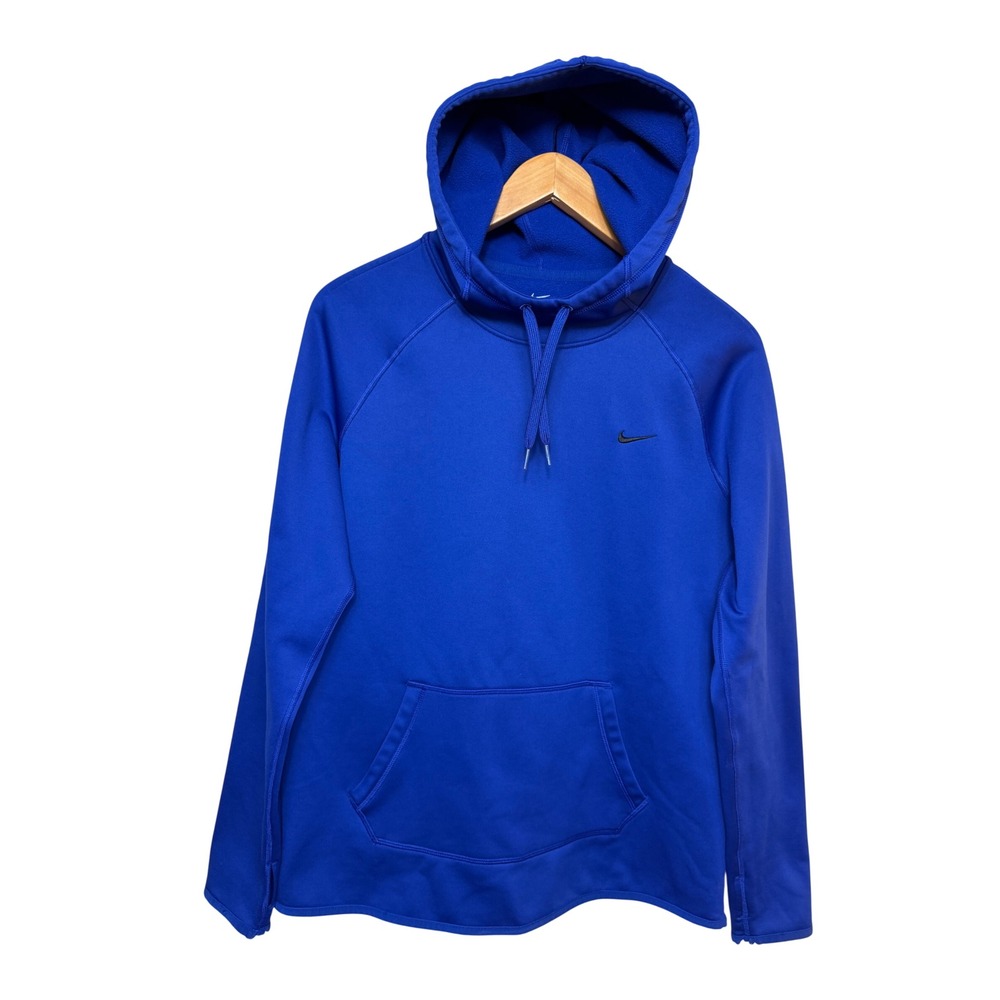 Nike Dri-FIT Royal Blue Fleece Hoodie Women Large 685459-457 Raglan Sweatshirt